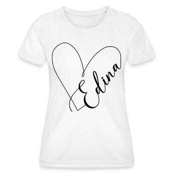Edina Name Herzlinie - Frauen Funktions-T-Shirt - Weiß - Vorne - AI Model Female 172 dark (172cm)