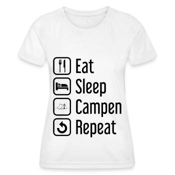 Sleep-Camping Repetition - - Women's Functional T-Shirt - white - Front - AI Model Female 172 dark (172cm)