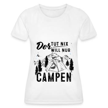 Der Wille Nur Campen - - Frauen Funktions-T-Shirt - Weiß - Vorne - AI Model Female 172 dark (172cm)