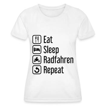 Essen Sie Schlaf Radfahren Wiederholung - (MOTORRA - Frauen Funktions-T-Shirt - Weiß - Vorne - AI Model Female 172 dark (172cm)