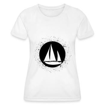 Circle with splash and sailboat - - Women's Functional T-Shirt - white - Front - AI Model Female 172 dark (172cm)