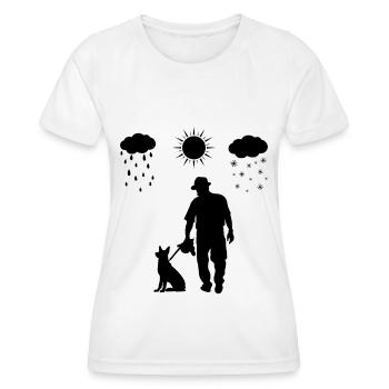 All seasons and dog - (4) - Women's Functional T-Shirt - white - Front - AI Model Female 172 dark (172cm)