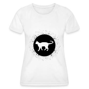 Circle with Splash and Cat - - Women's Functional T-Shirt - white - Front - AI Model Female 172 dark (172cm)