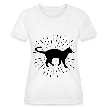 Feux d’artifice et chat - - T-shirt sport Femme - blanc - Devant - AI Model Female 172 dark (172cm)