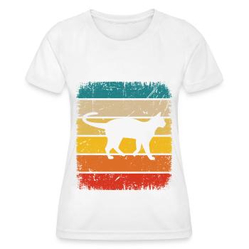 Vintage Square et Chat - - T-shirt sport Femme - blanc - Devant - AI Model Female 172 dark (172cm)