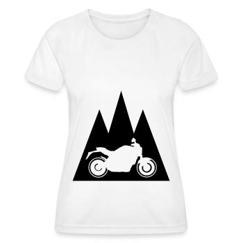 Triangular Mountain and Motorcycle - (MOTORCYCLE) - Women's Functional T-Shirt - white - Front - AI Model Female 172 dark (172cm)