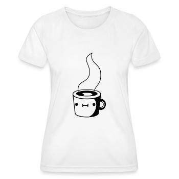 Tasse à café mignonne - T-shirt sport Femme - blanc - Devant - AI Model Female 172 dark (172cm)