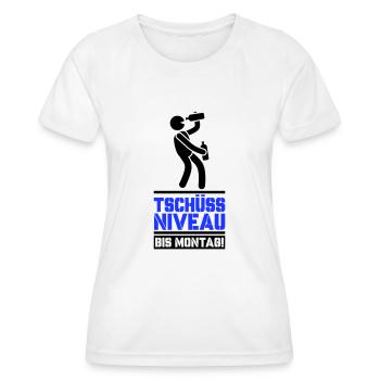 tschüss niveau bis montag - Frauen Funktions-T-Shirt - Weiß - Vorne - AI Model Female 172 dark (172cm)