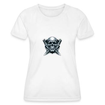 Lames jumelles : Crâne entre dagues - T-shirt sport Femme - blanc - Devant - AI Model Female 172 dark (172cm)