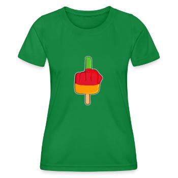 Lutschfinger Stinkefinger Flutschfinger - Frauen Funktions-T-Shirt - Kelly Green - Vorne - AI Model Female 172 dark (172cm)