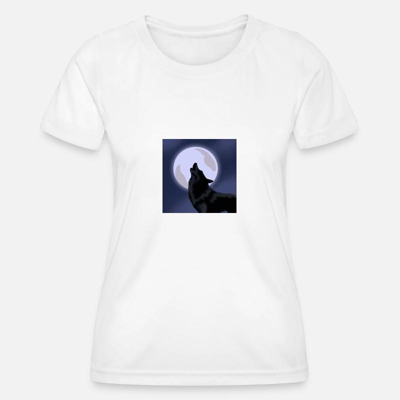 Wolf with moon - Women's Functional T-Shirt - white