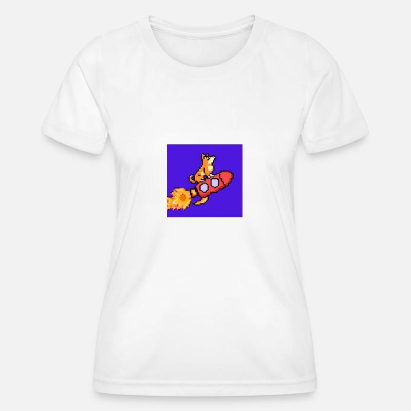 Pixel Dog on Rocket Pixel Art - Women's Functional T-Shirt - white