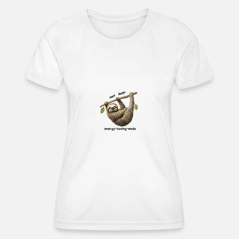 Lazy sloth, - Women's Functional T-Shirt - white