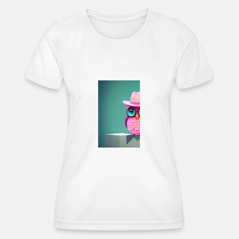 Owl with hat - Women's Functional T-Shirt - white