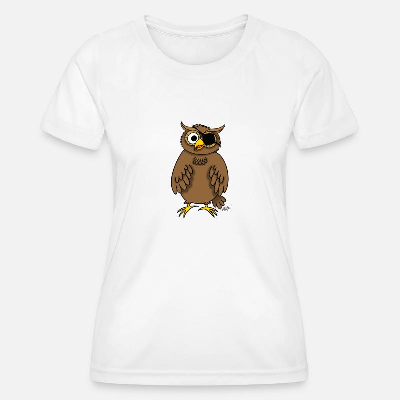 Pirate owl (owl with eye patch) - Women's Functional T-Shirt - white