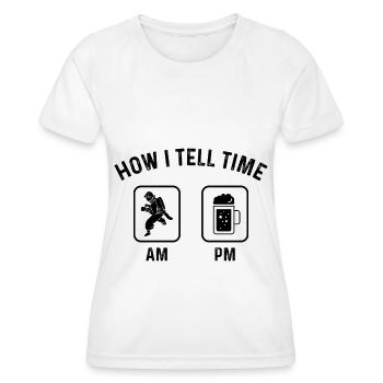 How to say time at PM - (2) - Women's Functional T-Shirt - white - Front - AI Model Female 172 dark (172cm)