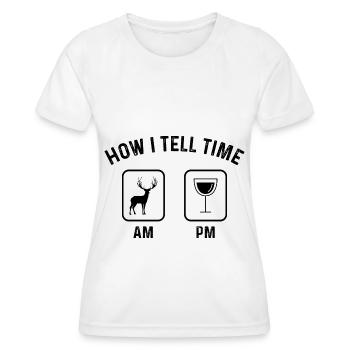 Wie sage ich Zeit am PM 2 - - Frauen Funktions-T-Shirt - Weiß - Vorne - AI Model Female 172 dark (172cm)