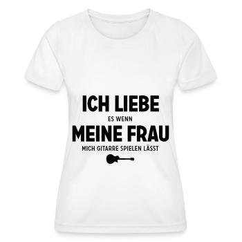 Ich lieber essenne Meine Frau Mich Gitarre spielen - Frauen Funktions-T-Shirt - Weiß - Vorne - AI Model Female 172 dark (172cm)