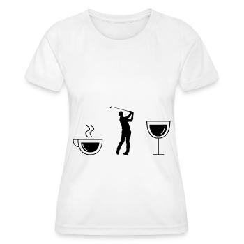 Coffee wine and golf - - Women's Functional T-Shirt - white - Front - AI Model Female 172 dark (172cm)