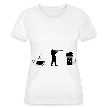 Coffee beer and hunting - (2) - Women's Functional T-Shirt - white - Front - AI Model Female 172 dark (172cm)