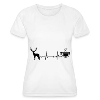 Heartbeat Coffee & Hunting - (3) - Women's Functional T-Shirt - white - Front - AI Model Female 172 dark (172cm)