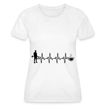 Heartbeat coffee and fitness - - Women's Functional T-Shirt - white - Front - AI Model Female 172 dark (172cm)