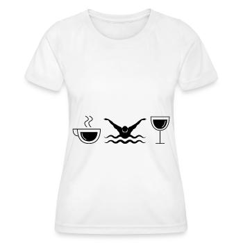 Kaffeewein und Schwimmen - - Frauen Funktions-T-Shirt - Weiß - Vorne - AI Model Female 172 dark (172cm)