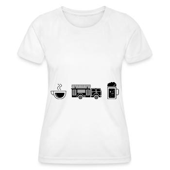 Café bière et pompiers - (2) - T-shirt sport Femme - blanc - Devant - AI Model Female 172 dark (172cm)