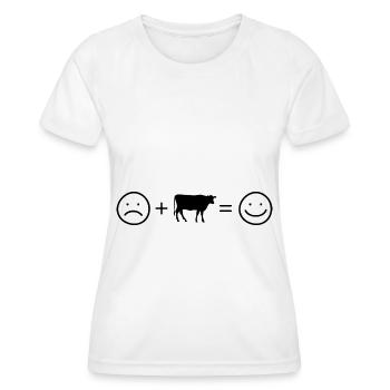 Smile Face et Vache - - T-shirt sport Femme - blanc - Devant - AI Model Female 172 dark (172cm)