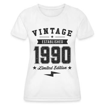 Jahrgang 1990 - Frauen Funktions-T-Shirt - Weiß - Vorne - AI Model Female 172 dark (172cm)