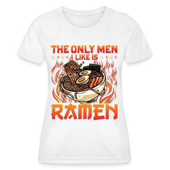 Les seuls hommes que j’aime sont Ramen - T-shirt sport Femme - blanc - Devant - AI Model Female 172 dark (172cm)