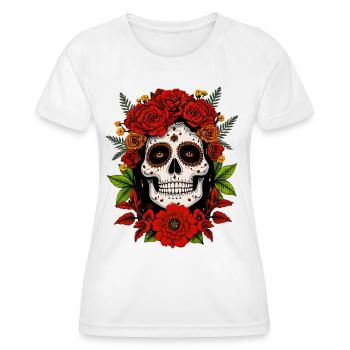 Mexican Skull Dia de los Muertos Skull - Women's Functional T-Shirt - white - Front - AI Model Female 172 dark (172cm)
