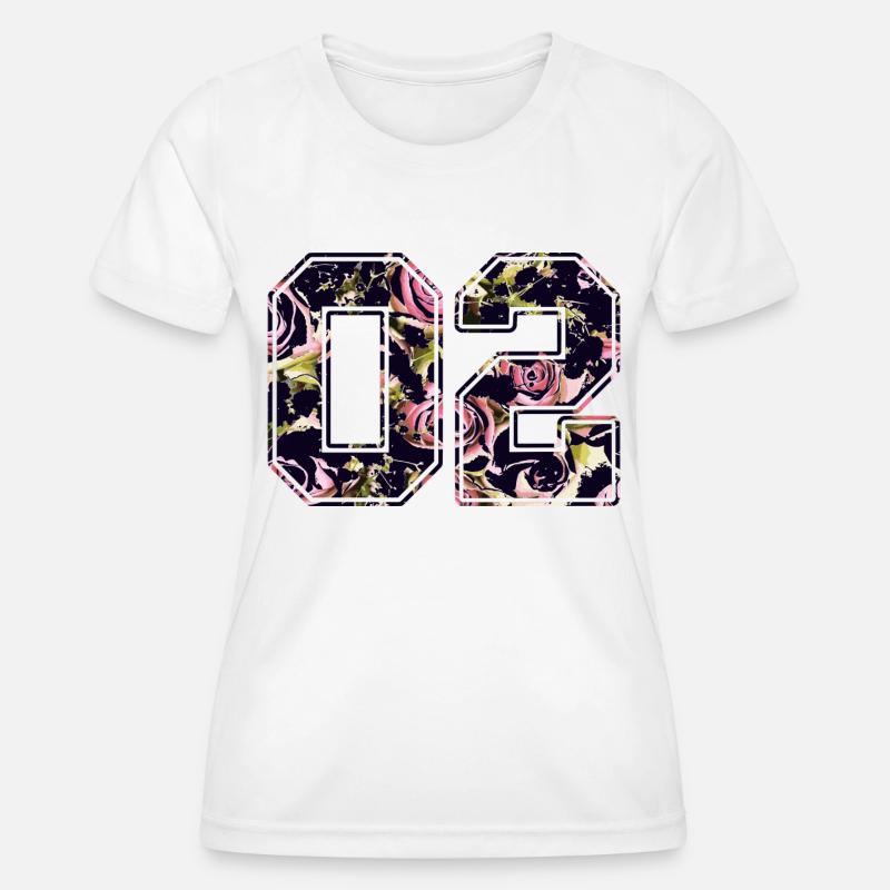 Number two 02 roses pattern - Women's Functional T-Shirt - white