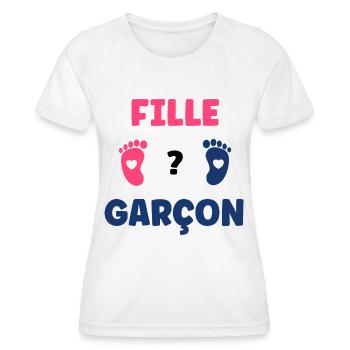 annonce grossesse fille ou garçon annonce bébé - T-shirt sport Femme - blanc - Devant - AI Model Female 172 dark (172cm)