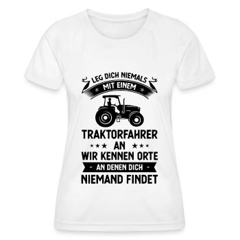 Bein Dich Niemals mit einem Traktorfahrer mit eine - Frauen Funktions-T-Shirt - Weiß - Vorne - AI Model Female 172 dark (172cm)