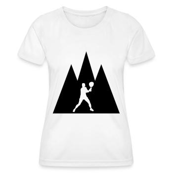Triangular Mountain and Tennis - (2) - Women's Functional T-Shirt - white - Front - AI Model Female 172 dark (172cm)