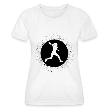 Cercle avec éclaboussures et tennis - - T-shirt sport Femme - blanc - Devant - AI Model Female 172 dark (172cm)