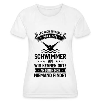 BEG DICH Niemals mit einem Schwimmer ein WAL KENNE - Frauen Funktions-T-Shirt - Weiß - Vorne - AI Model Female 172 dark (172cm)
