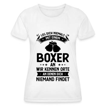 Bein Dich Niemals mit einem Boxer mit einem Kennen - Frauen Funktions-T-Shirt - Weiß - Vorne - AI Model Female 172 dark (172cm)