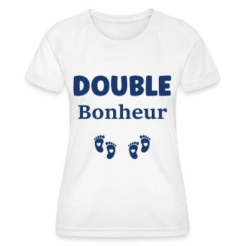 Double bonheur - T-shirt sport Femme - blanc - Devant - AI Model Female 172 dark (172cm)