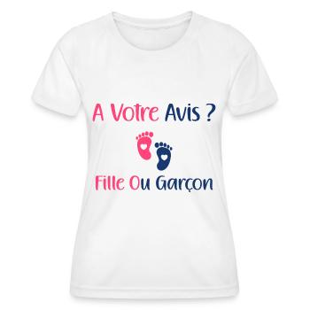 annonce sexe bébé fille ou garçon - T-shirt sport Femme - blanc - Devant - AI Model Female 172 dark (172cm)