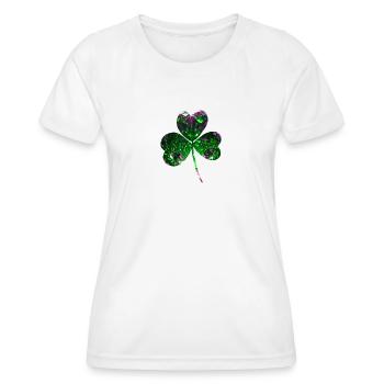 Trèfle, paillettes, trèfle, feuille, vert - T-shirt sport Femme - blanc - Devant - AI Model Female 172 dark (172cm)