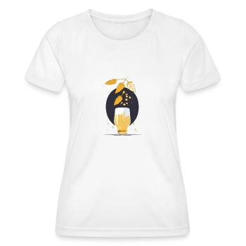 Hops, malt fall into beer glass - Women's Functional T-Shirt - white - Front - AI Model Female 172 dark (172cm)