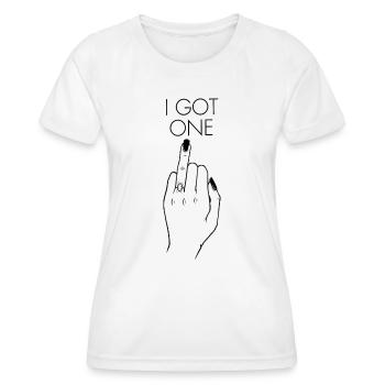 J’en ai un - Ring Finger Bride Wedding Engagement - T-shirt sport Femme - blanc - Devant - AI Model Female 172 dark (172cm)