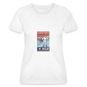 Magic Milk la plus grande invention chemise drôle ironique - T-shirt sport Femme - blanc - Devant - AI Model Female 172 dark (172cm)