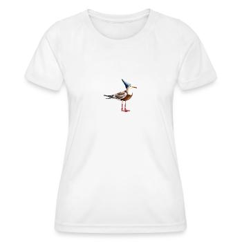 Möwen Illustration mit Latzhose - Frauen Funktions-T-Shirt - Weiß - Vorne - AI Model Female 172 dark (172cm)