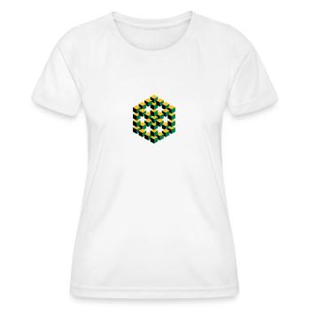 unmögliche Figur Escher Würfel Geometrie Phantasie - Frauen Funktions-T-Shirt - Weiß - Vorne - AI Model Female 172 dark (172cm)