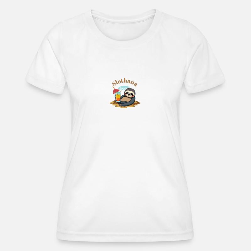 Sloth Shirt "Beach" - Women's Functional T-Shirt - white