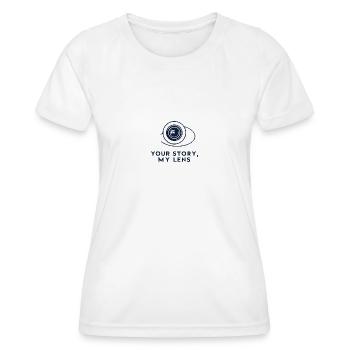 Deine Geschichte, meine Linse - Frauen Funktions-T-Shirt - Weiß - Vorne - AI Model Female 172 dark (172cm)