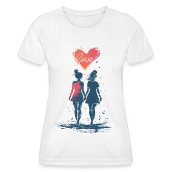 Women Love Heart Valentine's Day LGBTQ - Women's Functional T-Shirt - white - Front - AI Model Female 172 dark (172cm)